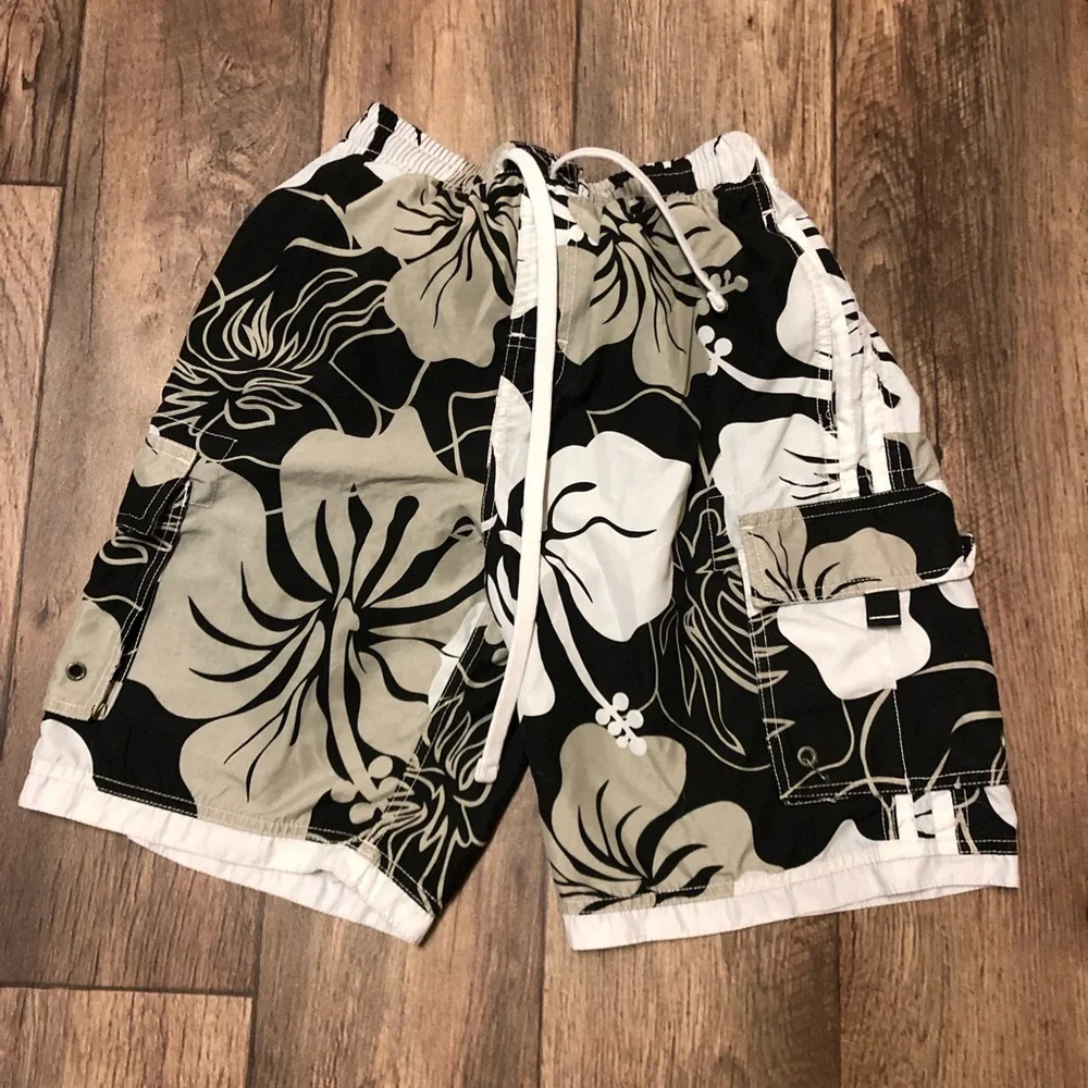 Boys Swim Shorts Lot (S–M) Tropical & Lightning Print Bundle | Summer Beach Pool